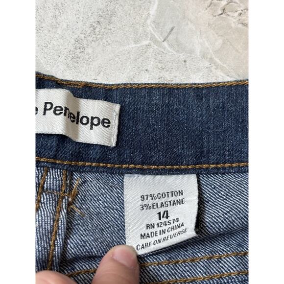 Mlle Penelope Jeans Womens Size 14 Blue Denim Rhinestone Mid Rise Straight Ankle - Picture 7 of 9